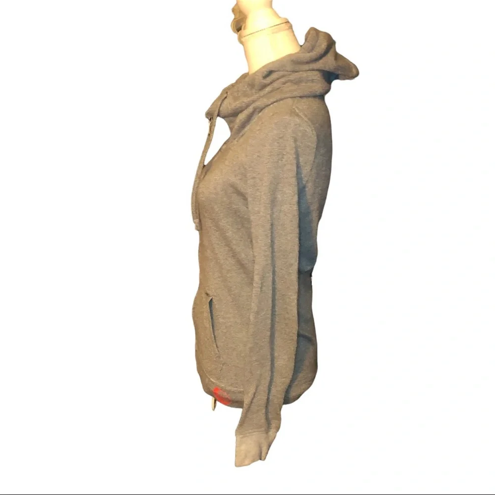 Women’s Volcom Heather-Gray Zip-Up Hoodie w/ a Raised Neck - Picture 10 of 16